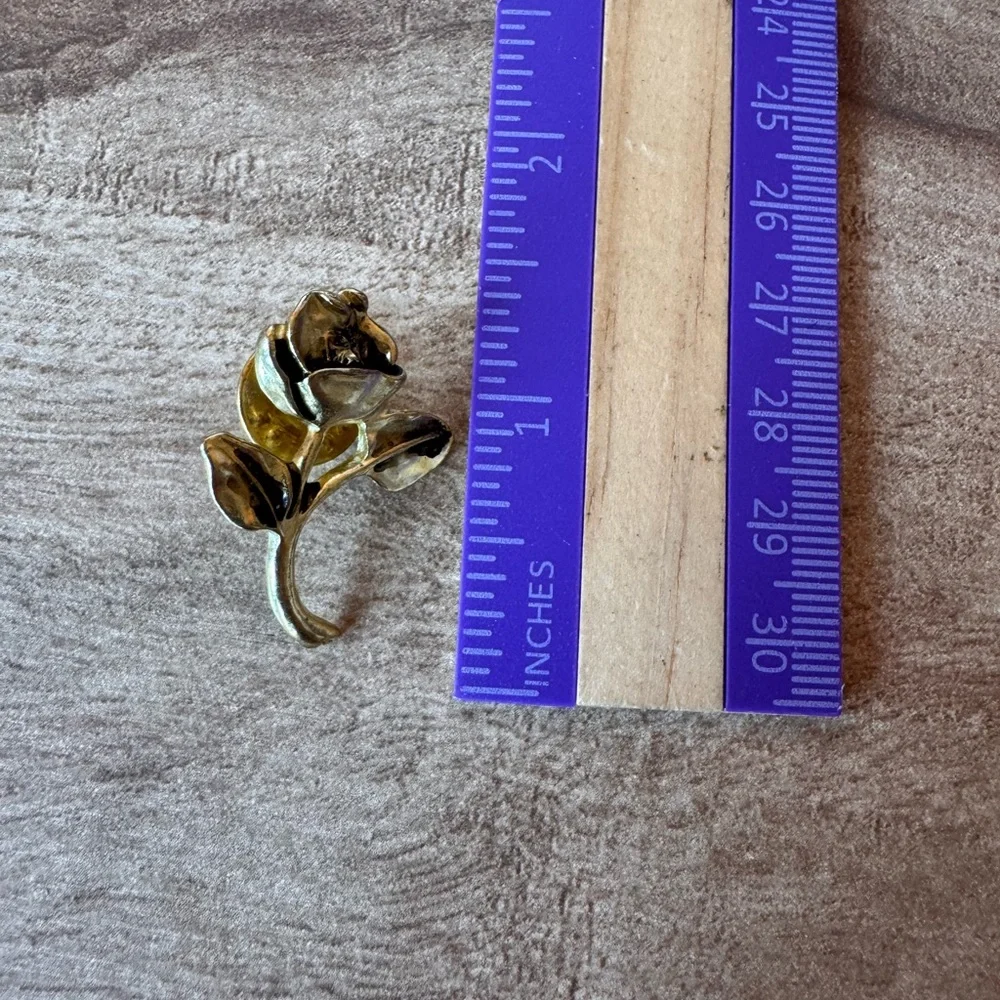 Single Stem Rose Multi Tone 1 3/8” Tall Lapel Pin